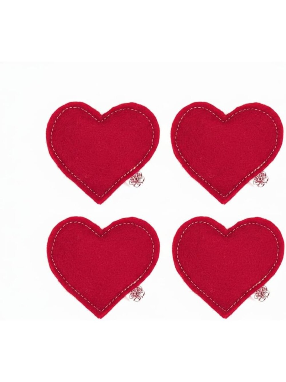 Organic Catnip Heart Toys - 100% Wool Felt, USA-Made, Red, 4 Pack for Cats